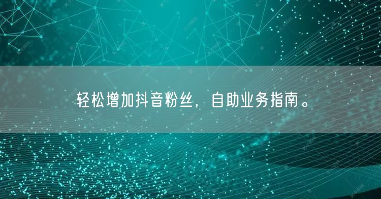 轻松增加抖音粉丝，自助业务指南。