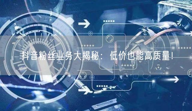 抖音粉丝业务大揭秘：低价也能高质量！