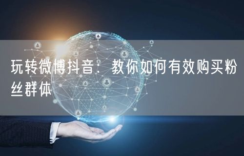 玩转微博抖音：教你如何有效购买粉丝群体