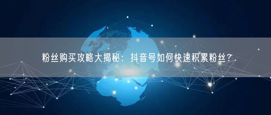 粉丝购买攻略大揭秘：抖音号如何快速积累粉丝？