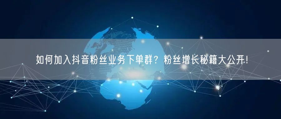 如何加入抖音粉丝业务下单群？粉丝增长秘籍大公开！