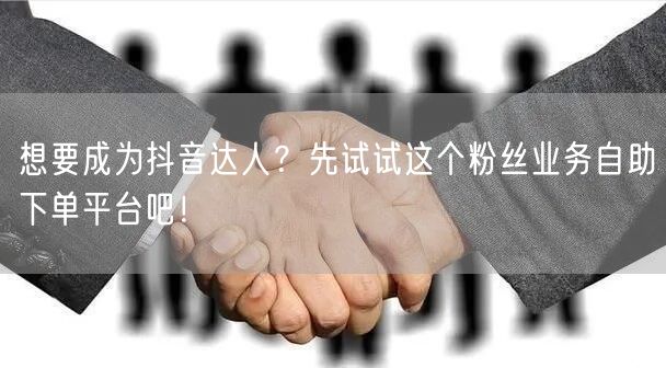 想要成为抖音达人？先试试这个粉丝业务自助下单平台吧！