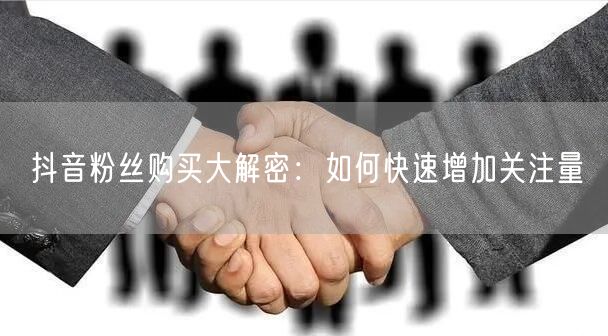 抖音粉丝购买大解密：如何快速增加关注量