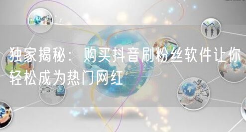 独家揭秘：购买抖音刷粉丝软件让你轻松成为热门网红