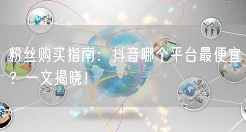 粉丝购买指南：抖音哪个平台最便宜？一文揭晓！