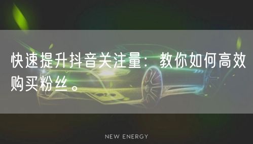 快速提升抖音关注量：教你如何高效购买粉丝。