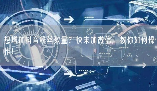 想增加抖音粉丝数量？快来加微信，教你如何操作！